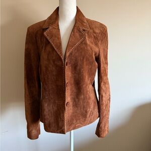 Tan Suede women’s leather Blazer western rodeo boho sz s